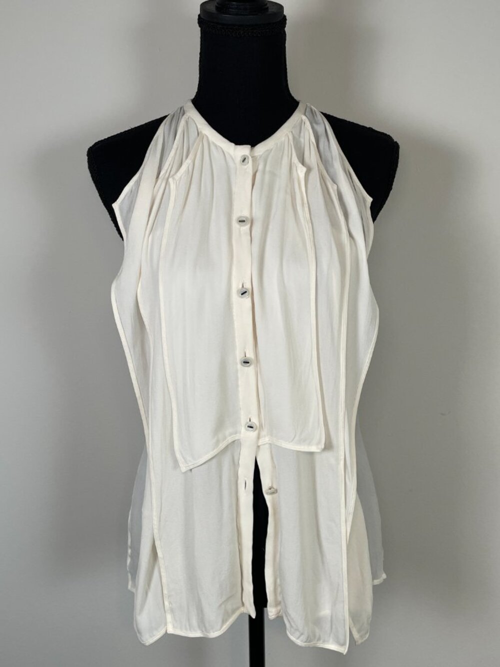 VIONNET White 100% silk layered blouse, Made in Italy